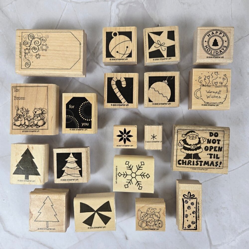 Stampin Up! 2004-2007 Assorted Christmas Stamps Set of 19 Total Holiday Crafts
